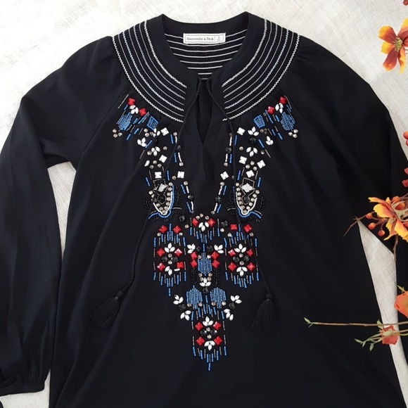 A&F Black Embellished Tunic Dress - Picture 7 of 8